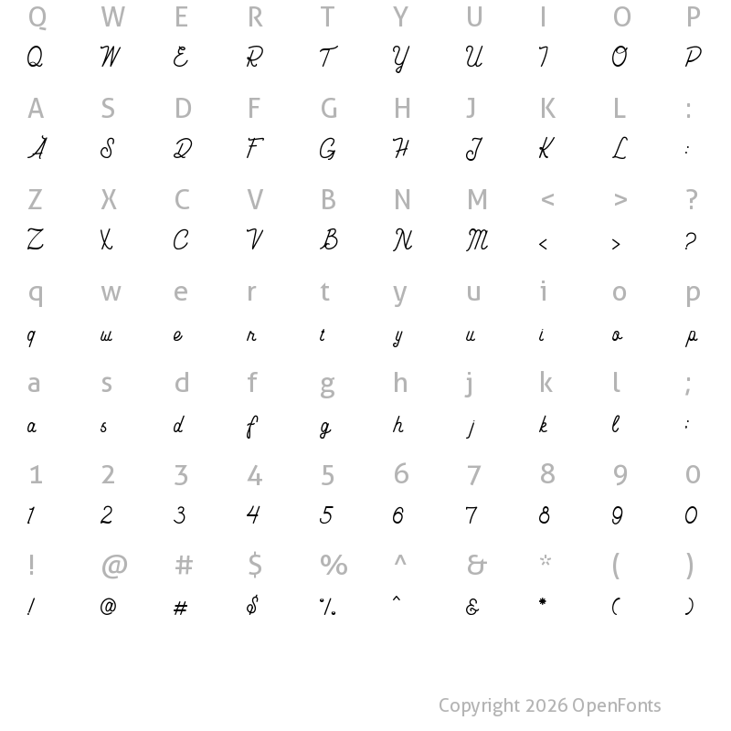 Character Map of Carimba Script Regular