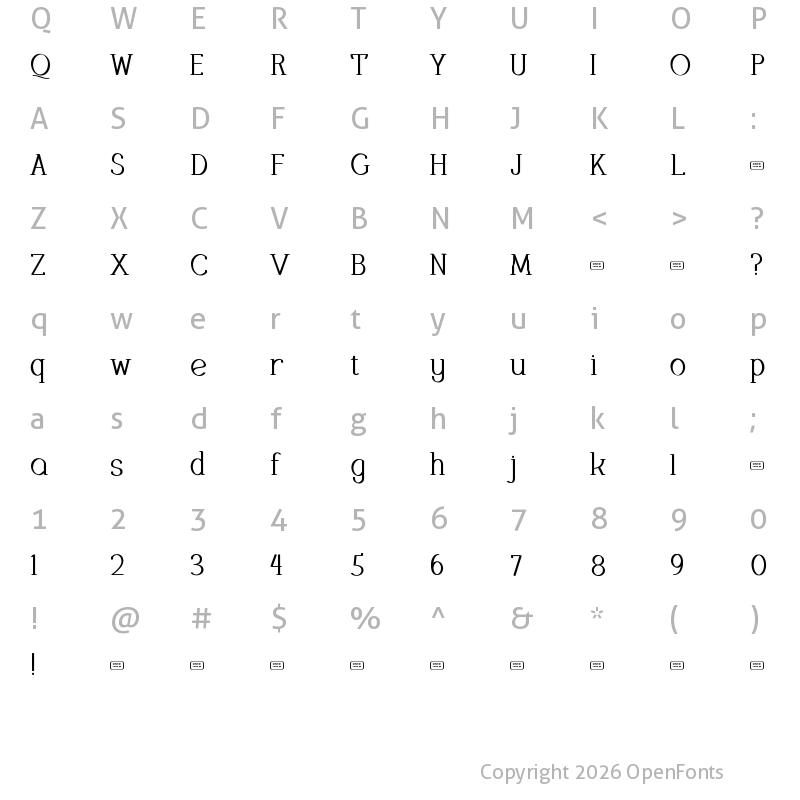 Character Map of Carisyn Free Trial Regular