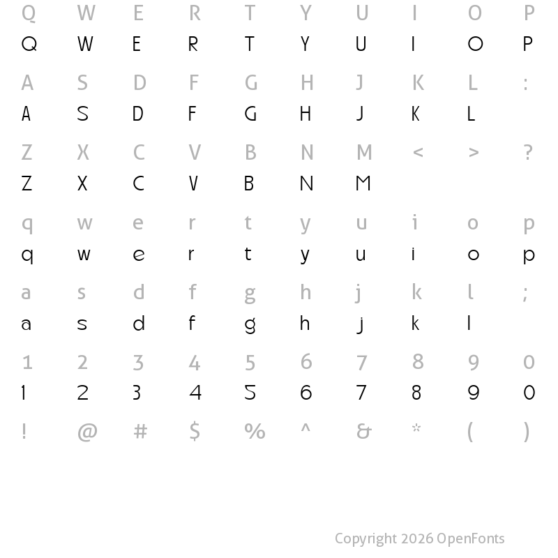 Character Map of Carltine Light