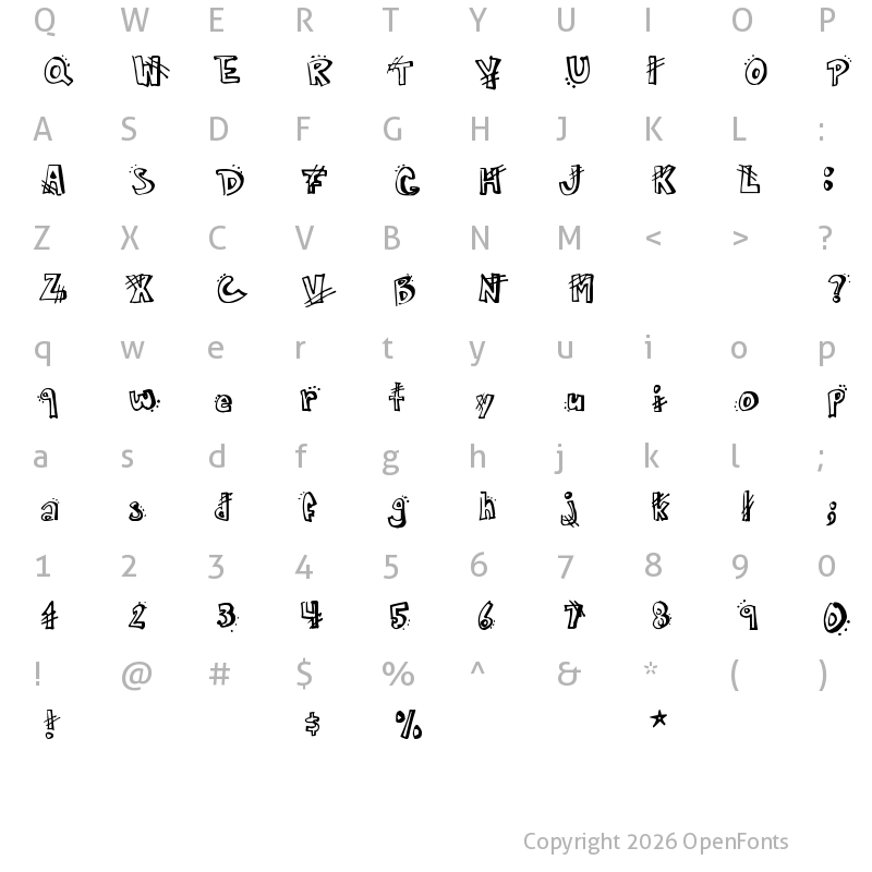 Character Map of Carmen Regular