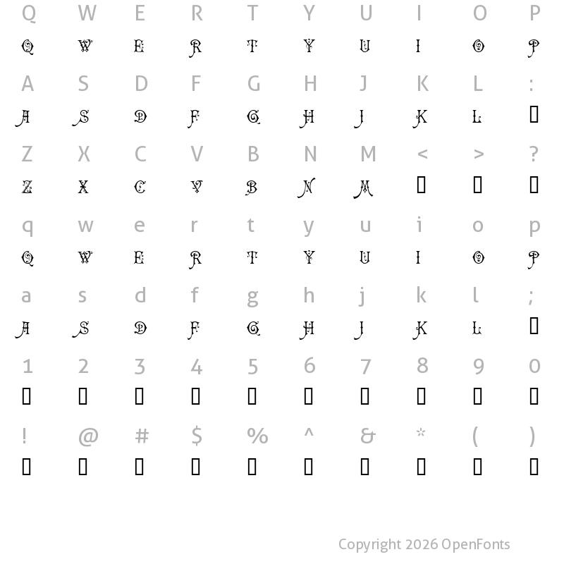 Character Map of Carmencita Regular