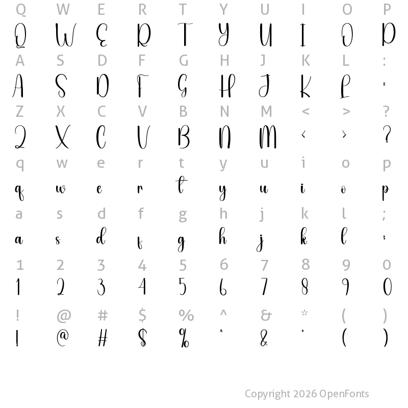 Character Map of Carmine Regular