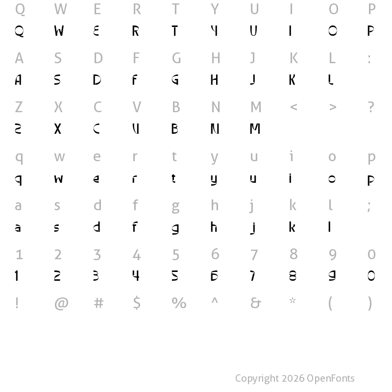 Character Map of Carnelius Regular