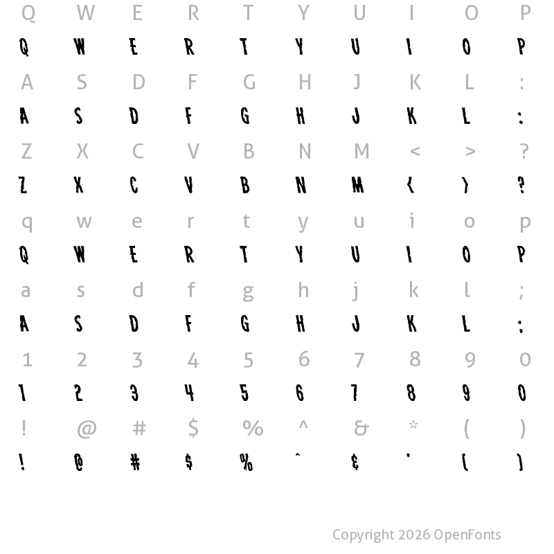 Character Map of Carnival Corpse Leftalic Italic