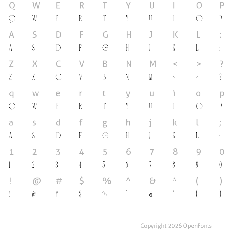 Character Map of Carola Regular