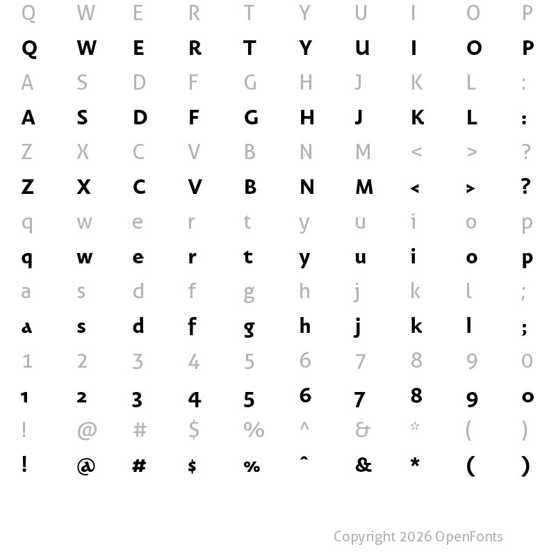 Character Map of Carolin?ale Bold