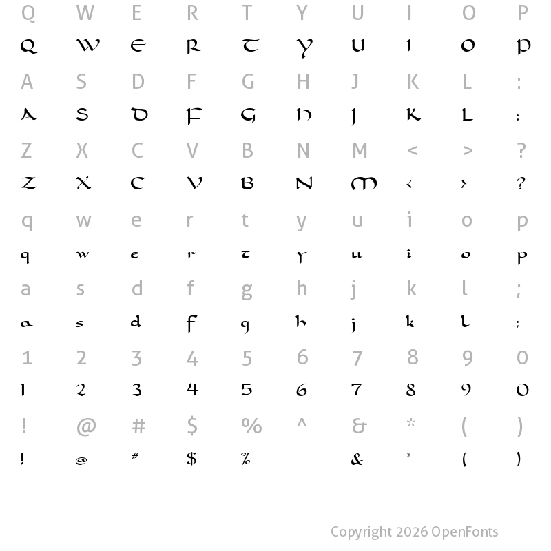 Character Map of Carolingia Regular