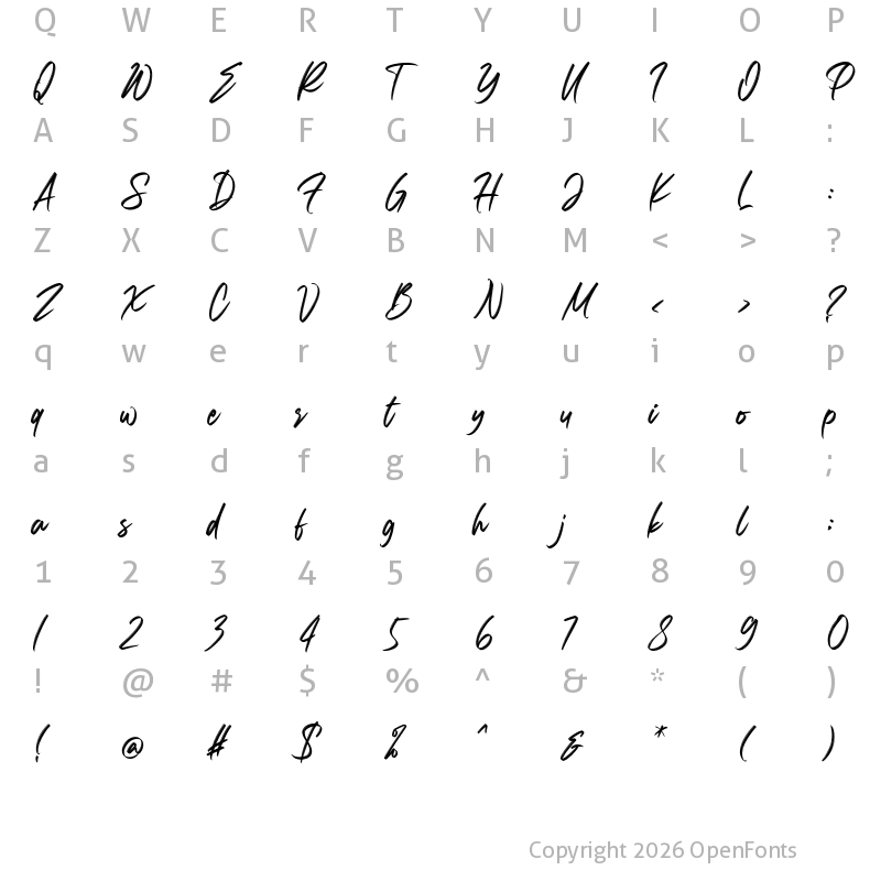 Character Map of Carolissa Regular