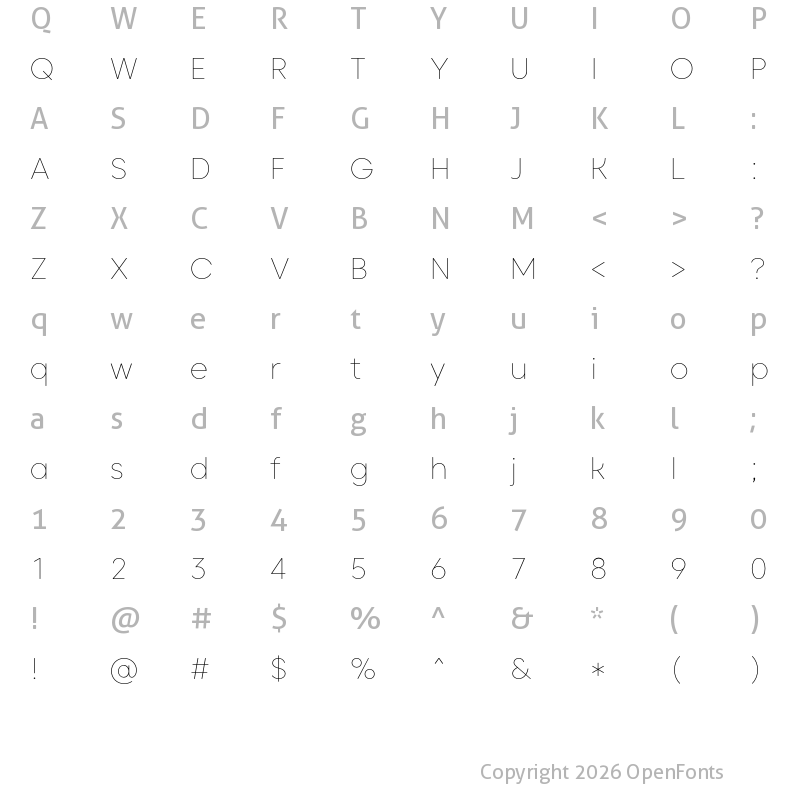 Character Map of Caros Soft Thin