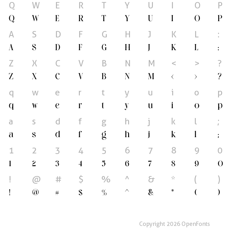 Character Map of Cartis Beautyful Regular