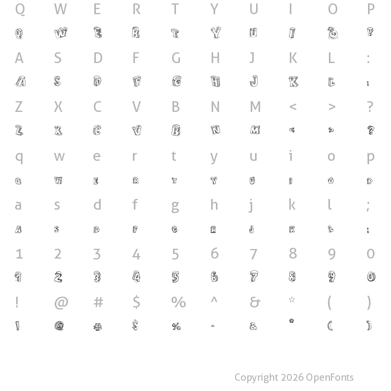 Character Map of Cartoon Blocks Christmas Regular