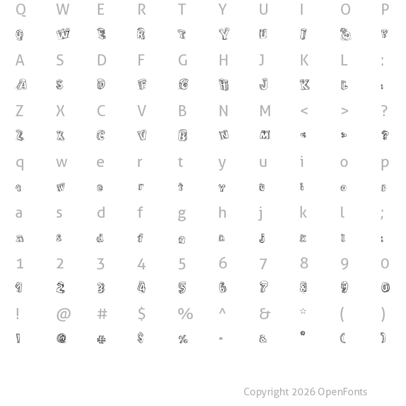 Character Map of Cartoon Blocks Christmas SC Regular
