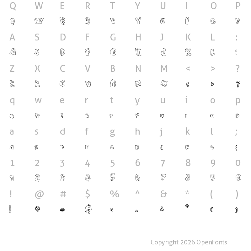 Character Map of Cartoon Blocks Regular