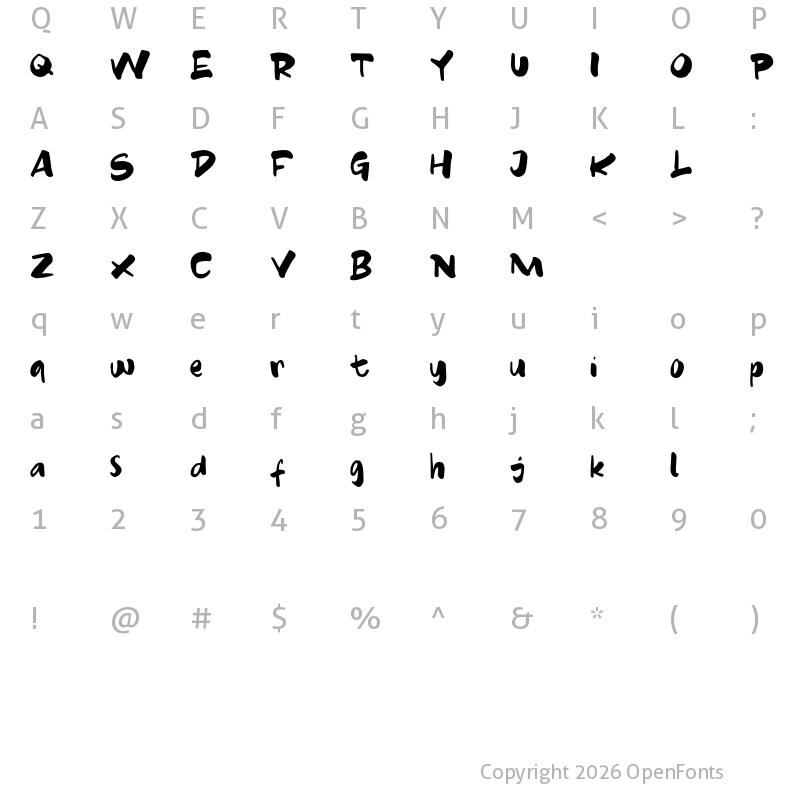 Character Map of CARTOON FREE Regular