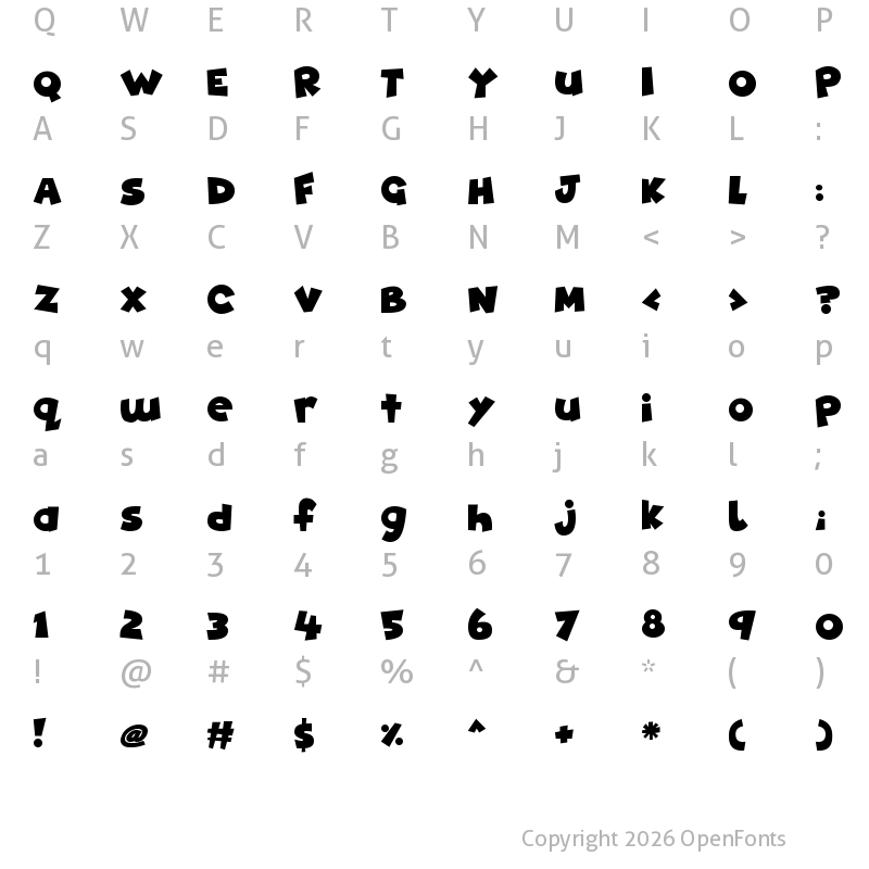 Character Map of Cartoon Fun Regular