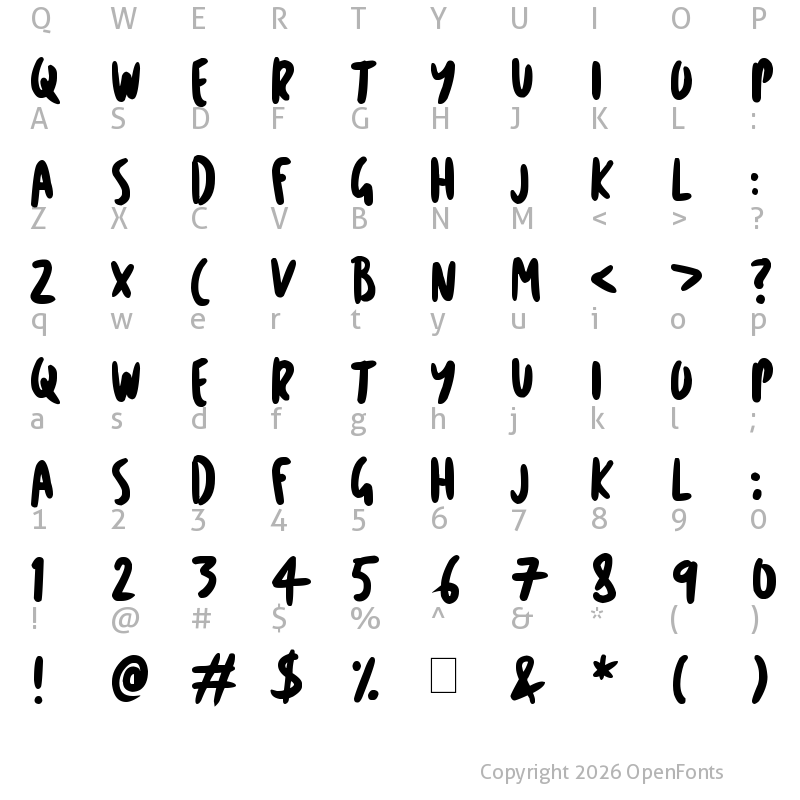 Character Map of Cartoon Marker Regular