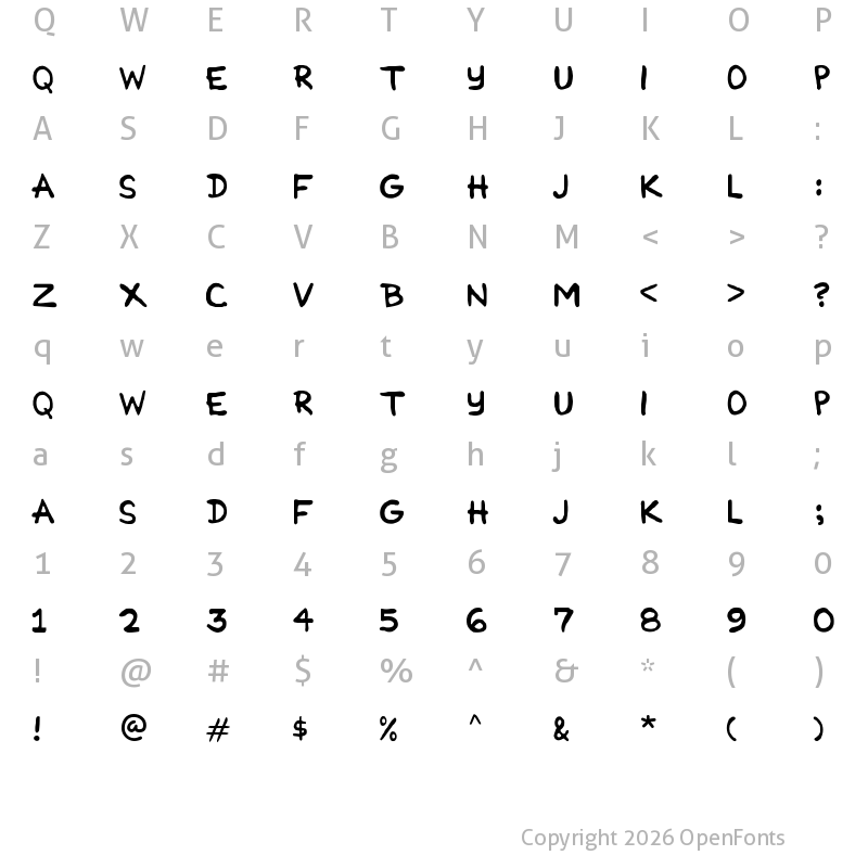 Character Map of Cartoonist Simple Regular