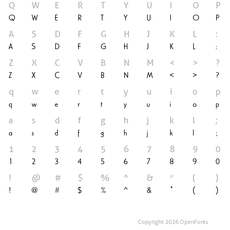 Character Map of Casablanca URW Light
