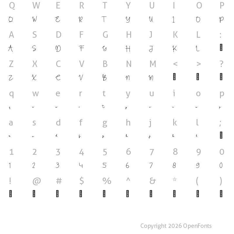 Character Map of Casandra Lie Personal Use Regular