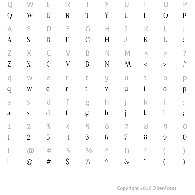 Character Map of Casanova Serif Display Regular