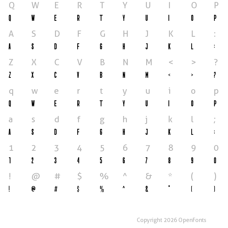 Character Map of Casendro Regular