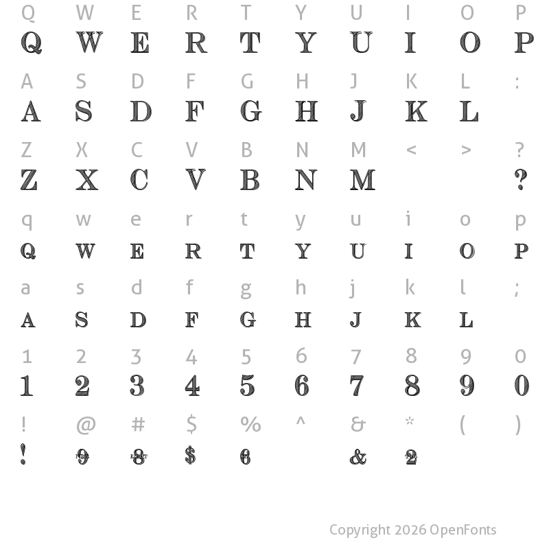 Character Map of Cash Currency Regular