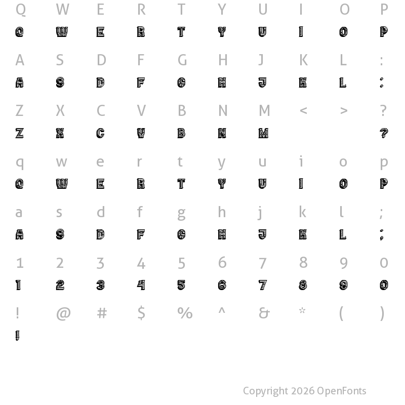 Character Map of Casino 3D Filled Marquee Regular