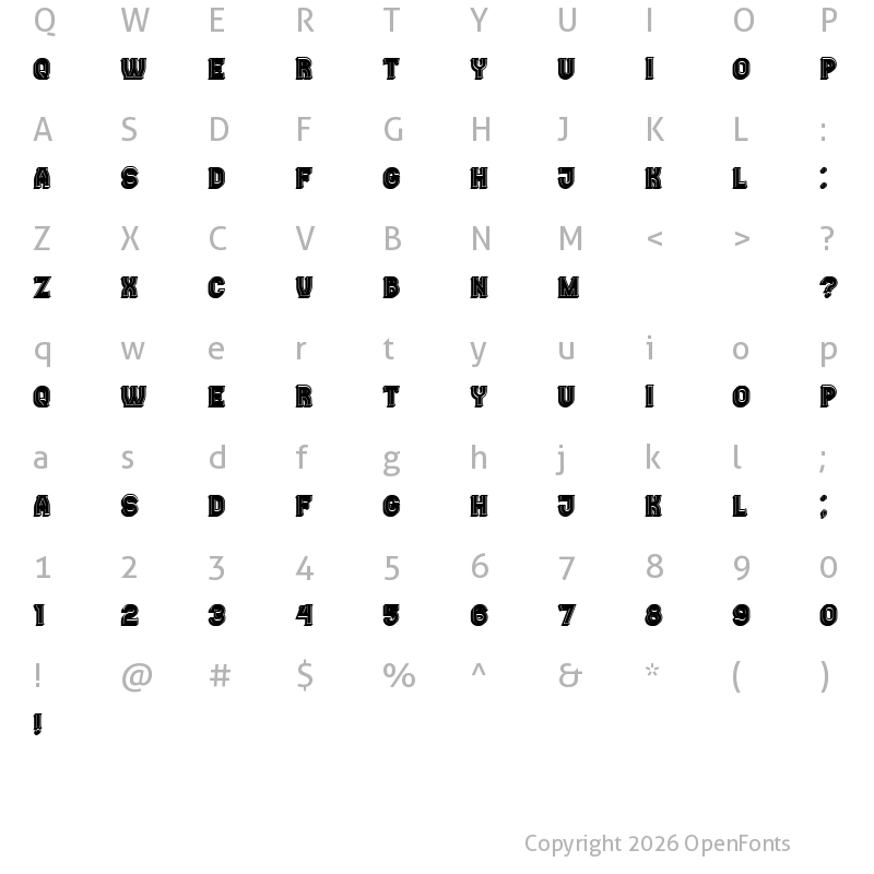 Character Map of Casino 3D Filled Regular