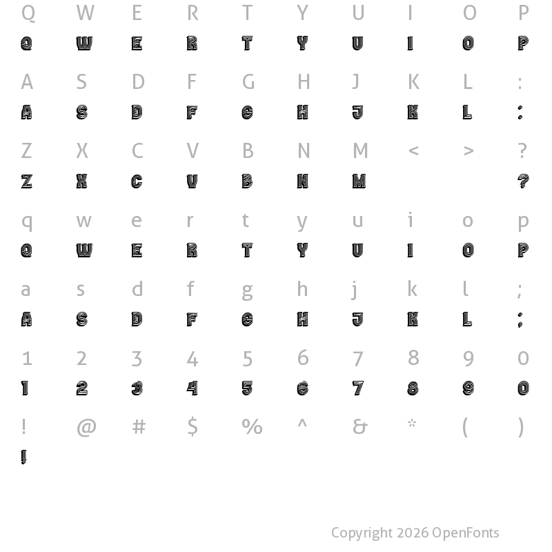 Character Map of Casino 3D Lines Regular