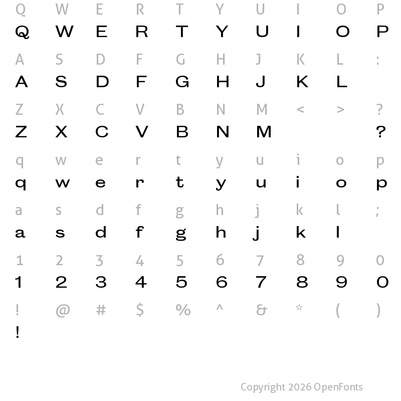 Character Map of Caslon Doric Wide Trial Medium