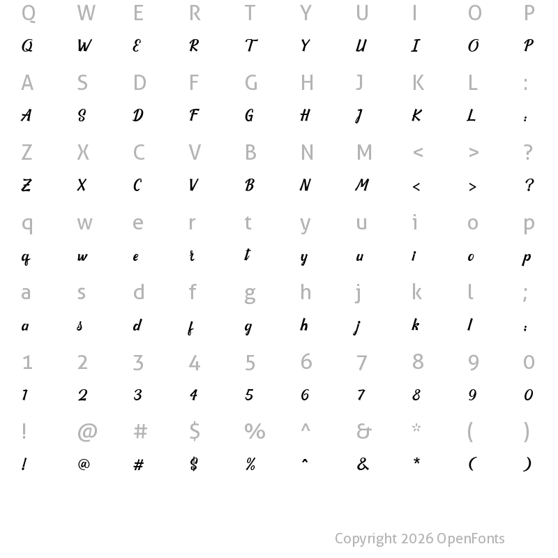 Character Map of Casofa Regular