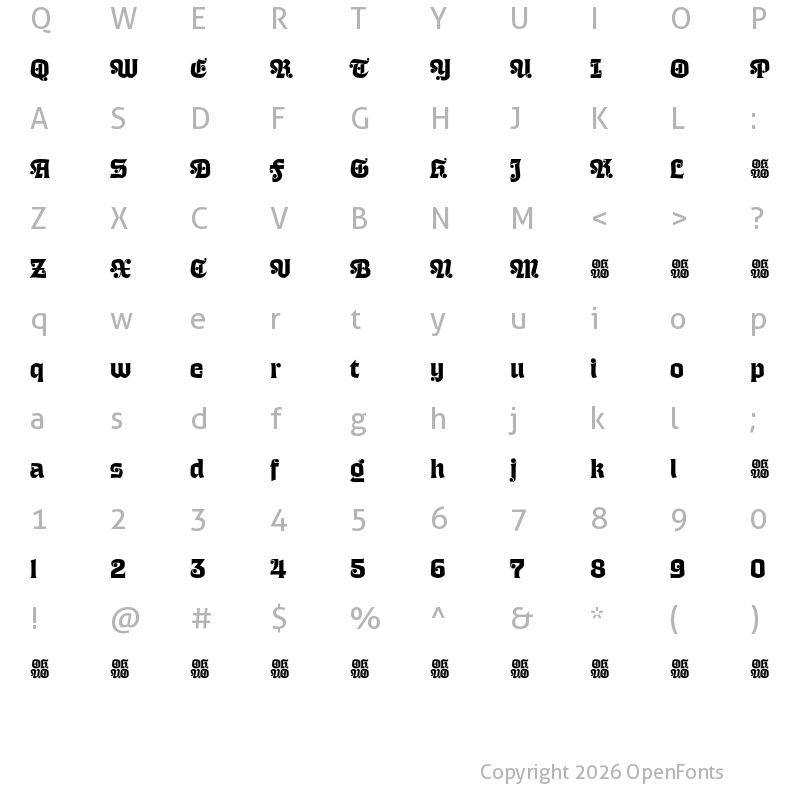 Character Map of Casserole Demo Blackletter