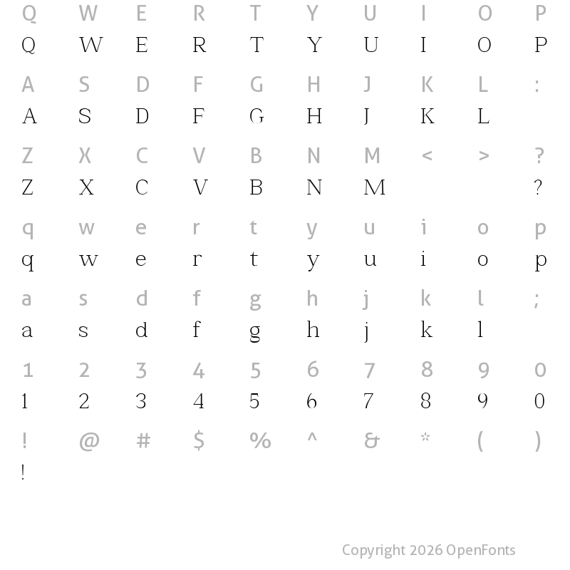 Character Map of Castego Regular