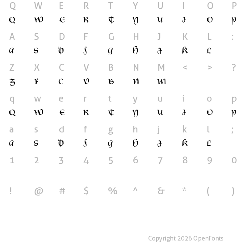 Character Map of Castiglione Regular
