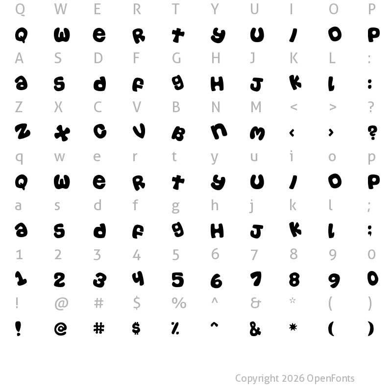 Character Map of Casual Tossed Tossed