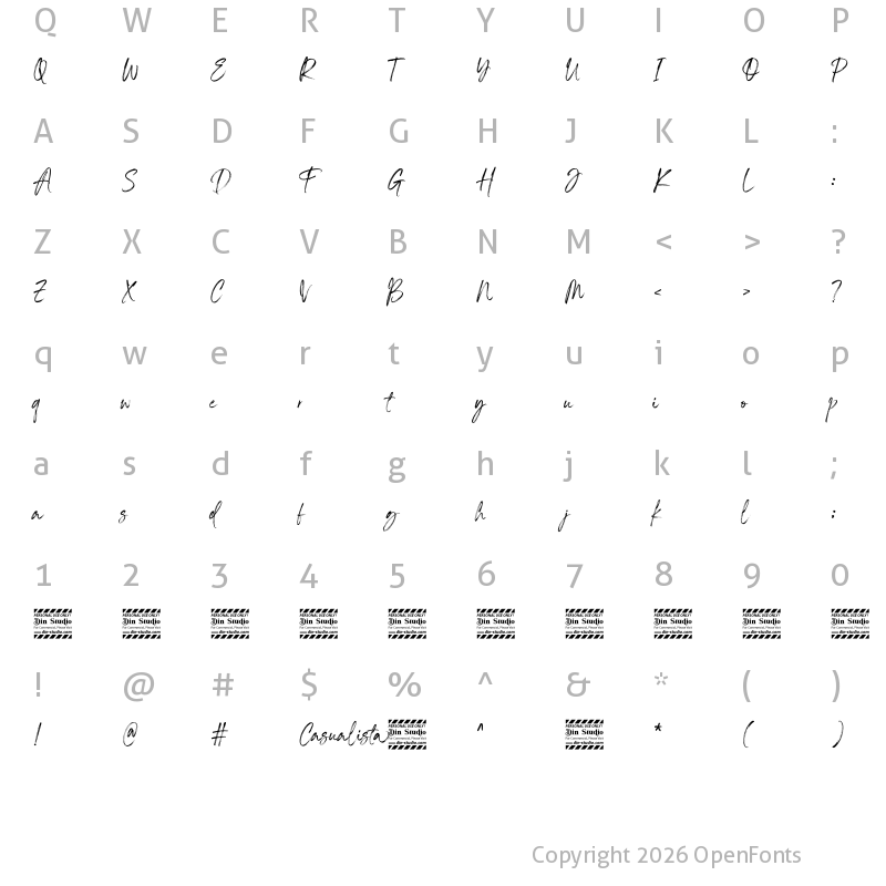 Character Map of Casualista Personal Use Regular