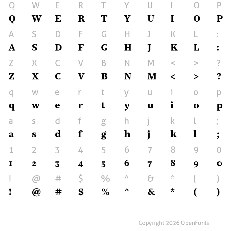 Character Map of Casus Pro Black
