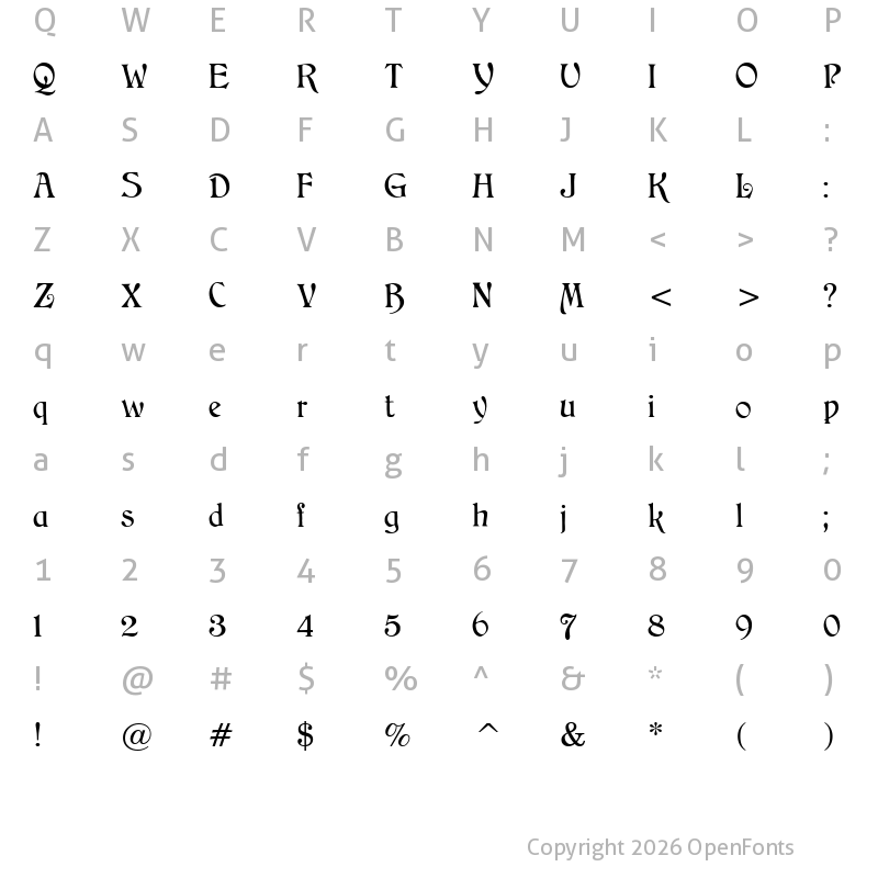 Character Map of CAT Childs Regular