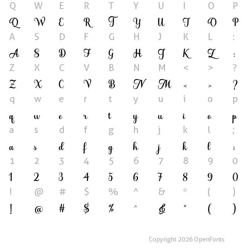 Character Map of Catalina Shiba Regular