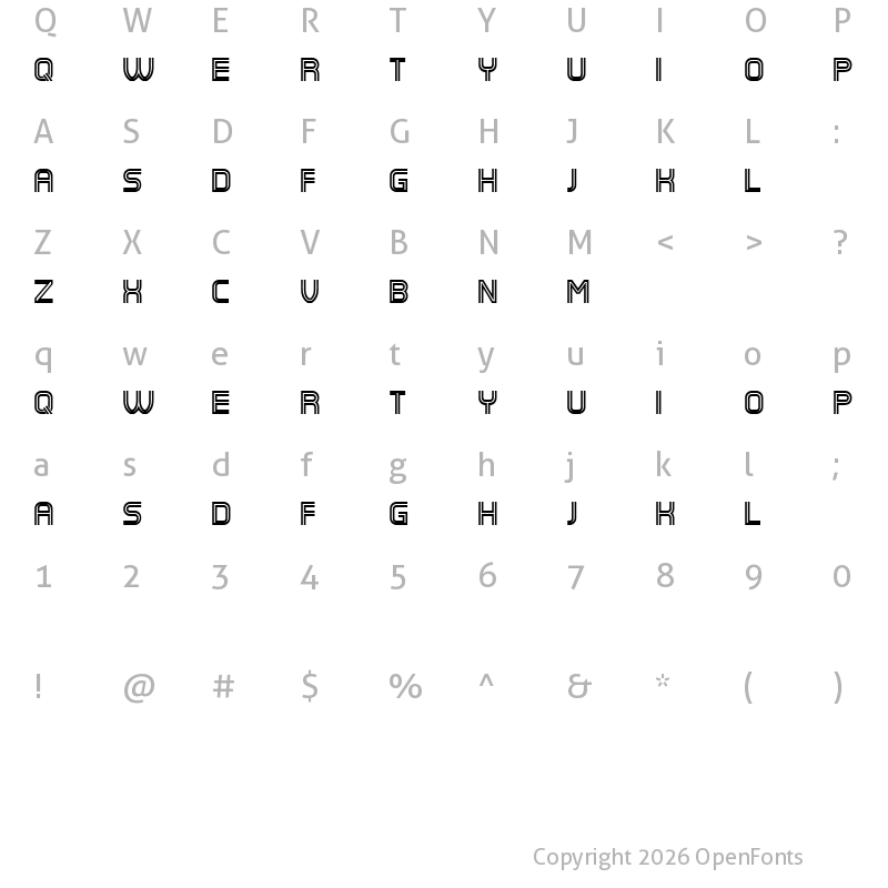 Character Map of Catalog Regular
