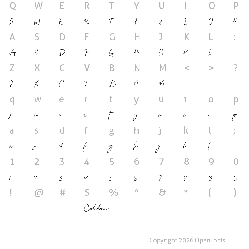 Character Map of Catalona Regular