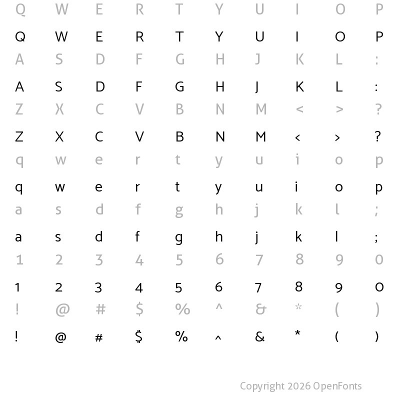 Character Map of Catamaran Regular