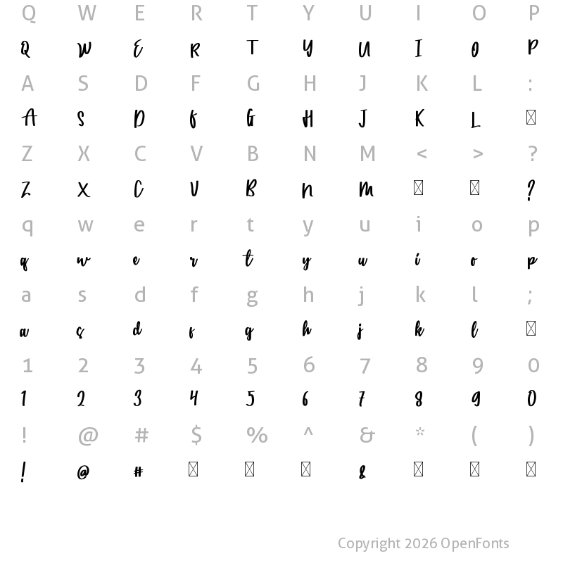 Character Map of Catarina Free Regular