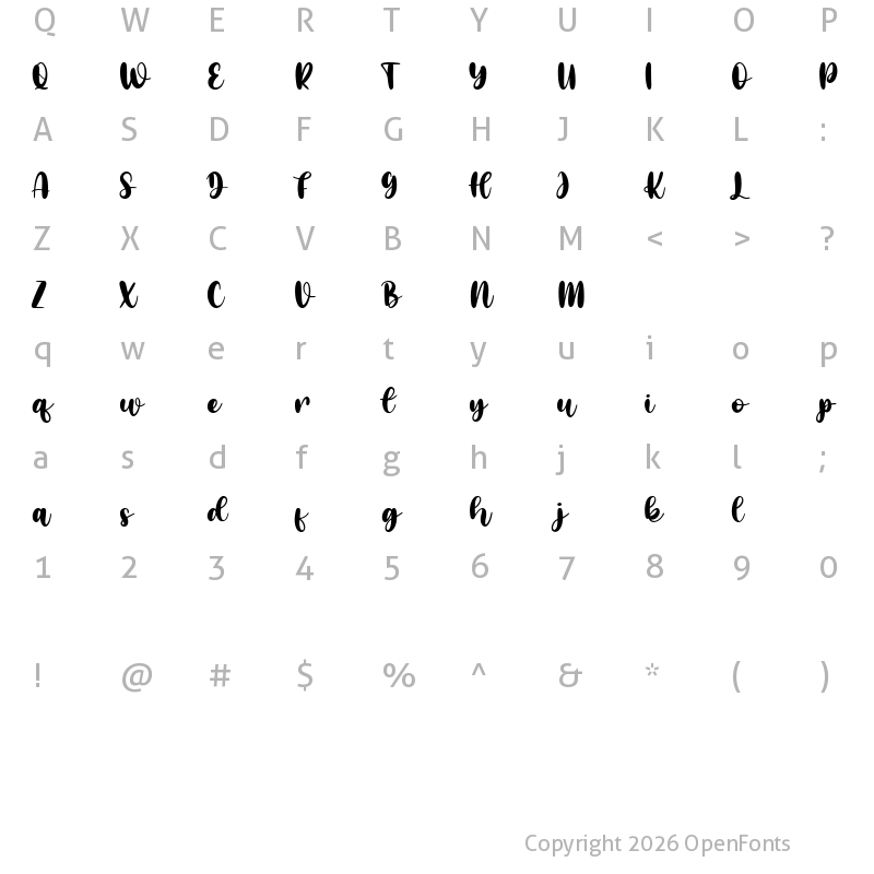 Character Map of catchy sunday Regular