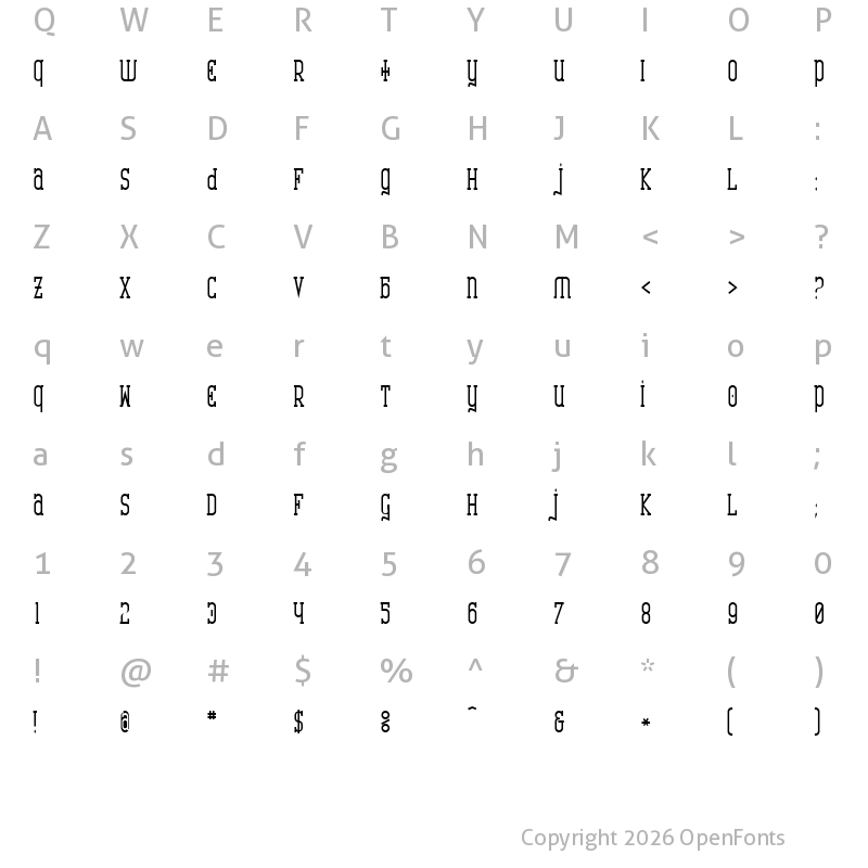 Character Map of Catharsis Requiem Bold