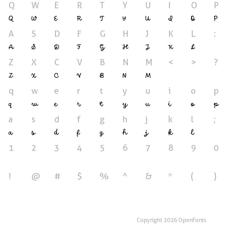 Character Map of Catline Script Font Regular