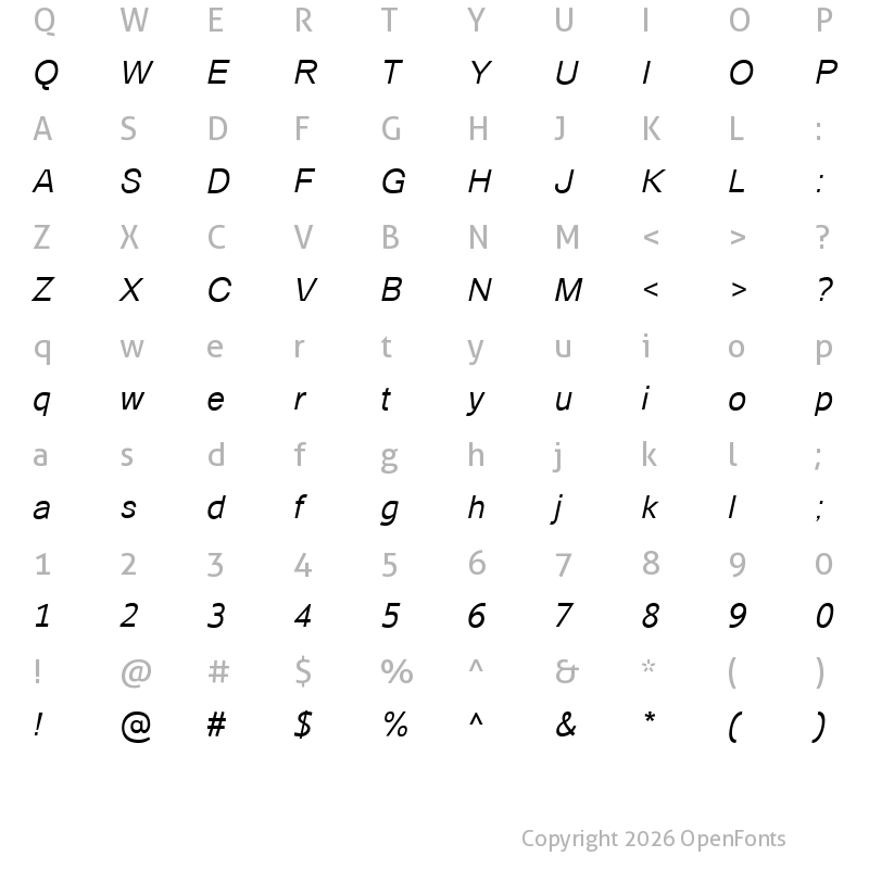 Character Map of Catriel Italic