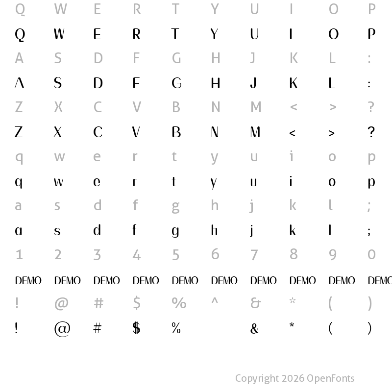 Character Map of Cats And The City Demo regular