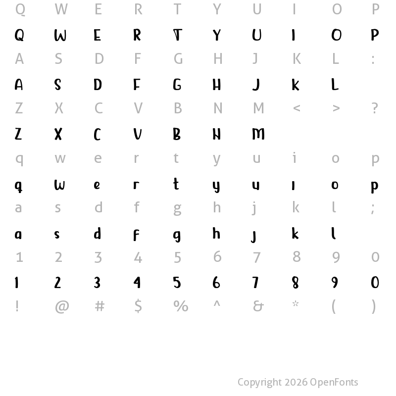 Character Map of Cats Delight DEMO Regular