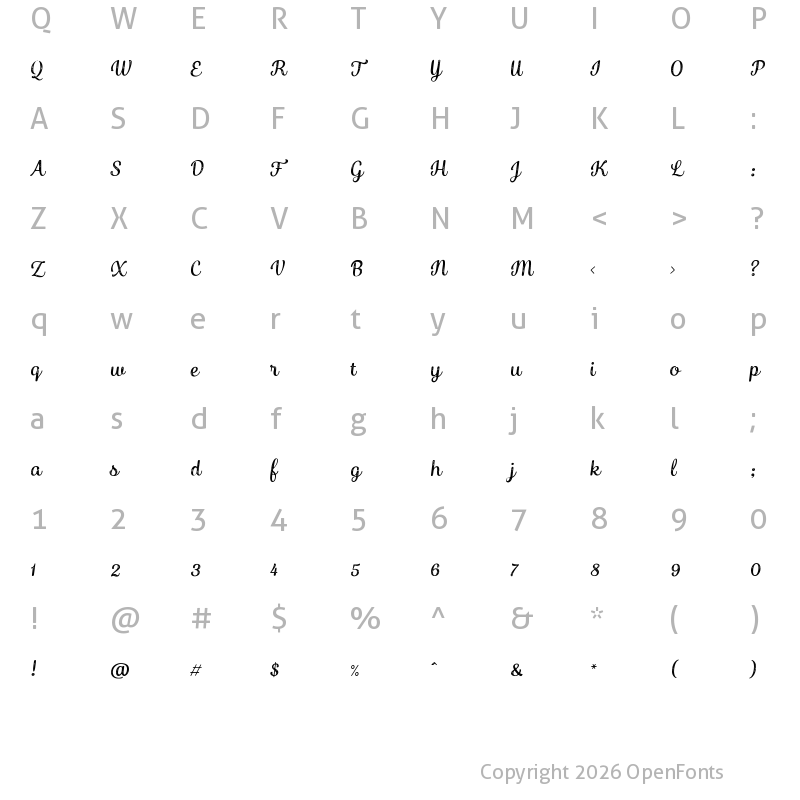 Character Map of Catsy Printed Regular